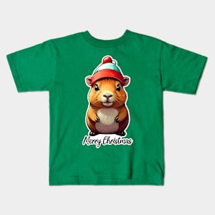 Capybara Christmas, Cute Capybara Kids T-Shirt